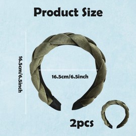 Pack of 2 Vintage Dirndl Headbands, Cross Braid, Fashion Headband Green for Makeup, Face Wash and Headpiece