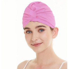 Ladies Swimming Cap Long Hair Women Pleated Fabric Swim Hat Turban Style Hat Swim Cap Pool Beach Surfing Bathing Cap Elastic Ears Protection Shower Cap Twisted Chemo Hat Sleep Hat For Long Short Hair