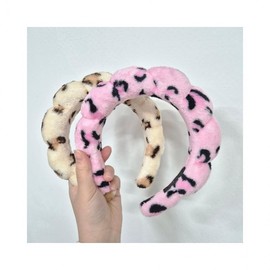 LuminaD Fluffy Cloud Leopard Print Headband Brown