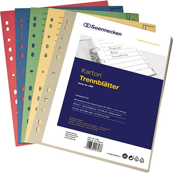 Soennecken Dividers 1498 DIN A4 230g for Assorted Pack of