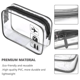 Clear Travel Toiletry Bag TSA Approved Quart Size Travel Bag Clear Airport Carry on Liquid Bag Cosmetic Pouch Clear Shower Bag Transparent Toiletries Bag Airport Security Toiletry Bags(Black)