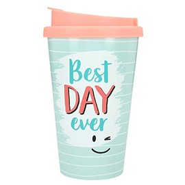 Depesche 2180.004 To-Go Plastic Cup with Saying 350 ml Reusable Best Day Ever