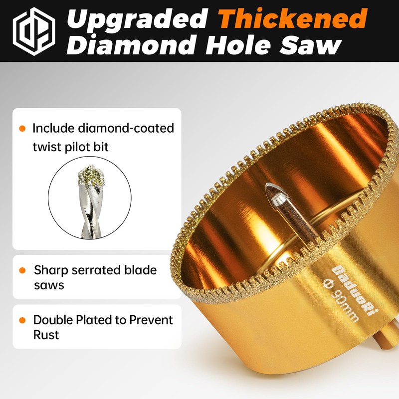DaduoRi 2" (50mm) Serrated Diamond Hole Saw with 2Pcs Removable