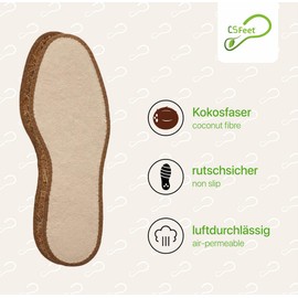 Made in Germany 2 Pairs All Season Terry Cloth Soles Size 40/41 - 100% Pure Cotton Terry Cloth on Natural Coconut Fibre, Cotton terry cloth on coconut