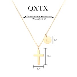QXTX Cross Necklace for Women,18K Gold Plated Initial Cross Pendant Necklace for women(E)