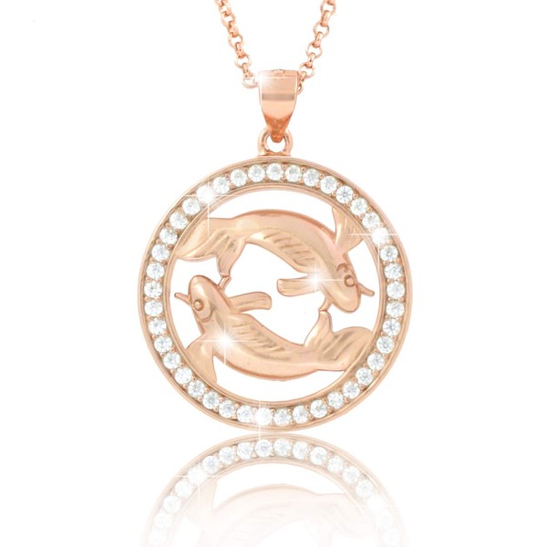 Elegant women's necklace zodiac sign Pisces chain rose gold plated