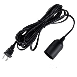 Simple Deluxe 15 Feet Hanging Lantern Extension Cord Cable, On Off Switch Light Cord with E26 Socket for Kitchen Bedroom (Bulb Not Included), Black, 1-Pack