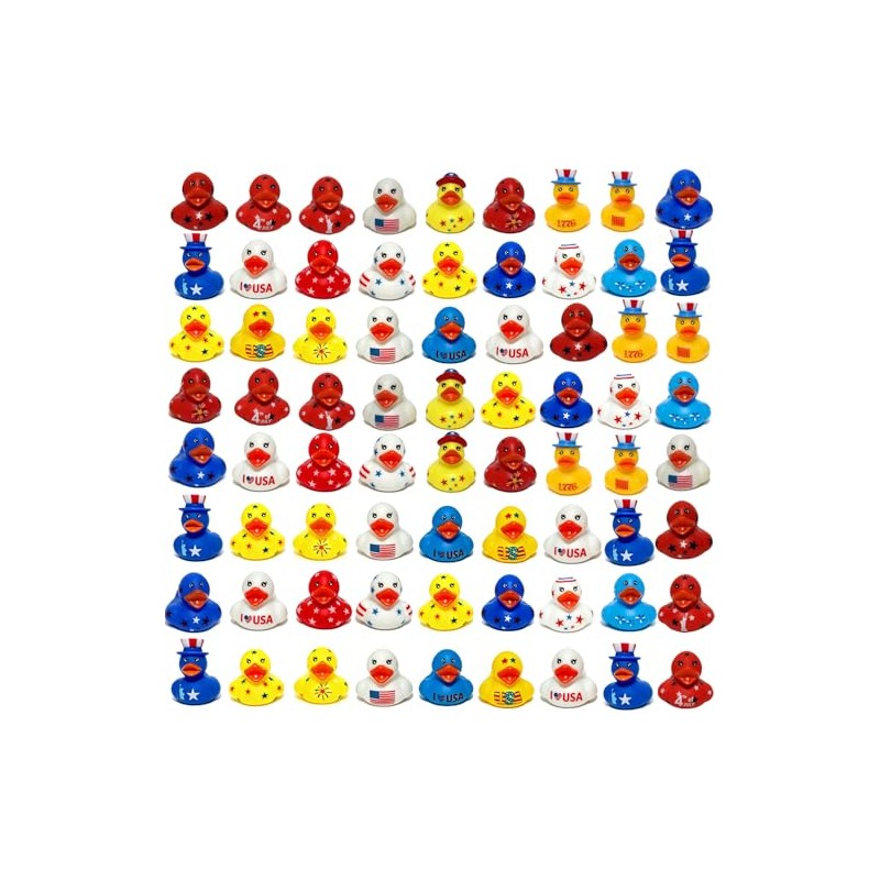 72 Pack Patriotic Rubber Ducks Bulk - 250th Anniversary 4th