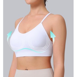 Women's Sports Bras Adjustable Y Back Spaghetti Strap Racerback Padded Wireless Yoga Workout Tops