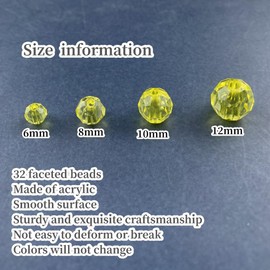 YHYPOCI 800pcs 6mm Acrylic Round Crystal Faceted Beads for Crafts Spacer Beads for Jewelry Making Necklaces Bracelets Earrings DIY Decoration(Lemon Yellow)