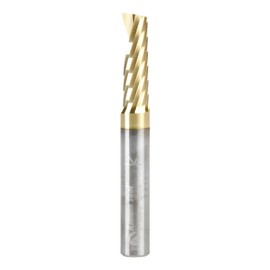 Amana Tool CNC Solid Carbide Spiral O Flute Up-Cut, Aluminum Cutting Router Bit, ZrN Coated, 57348-Z, 1/4 D x 3/4 CH x 1/4 SHK x 2 Inch Long