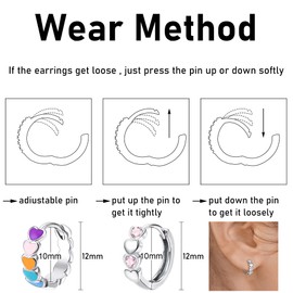 LOYALLOOK Screw Back Earrings Stud for Women Surgical Steel Hypoallergenic Cartilage Stud Earrings Tiny Opal CZ Screwback Flat Back Stud Earrings Cute Heart Hoop Earrings Set Colorful Over 3 Years Old