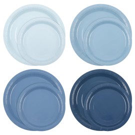 AimFun 96Pcs Dusty Blue Party Plates Gradient Colors Paper Plate 7 Inch 9 Inch Disposable Round Dinner Dessert Plates Set for Birthday Wedding Bridal Baby Shower Christmas Party Supplies