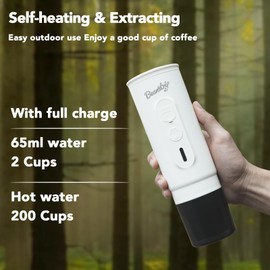 BeanzTrip Portable Electric Espresso Machine, Travel Coffee Maker for Camping, Car Coffee Maker Self-Heating with USB-C, with Ground Coffee & NS Capsule for Hiking, Office, RV (White)