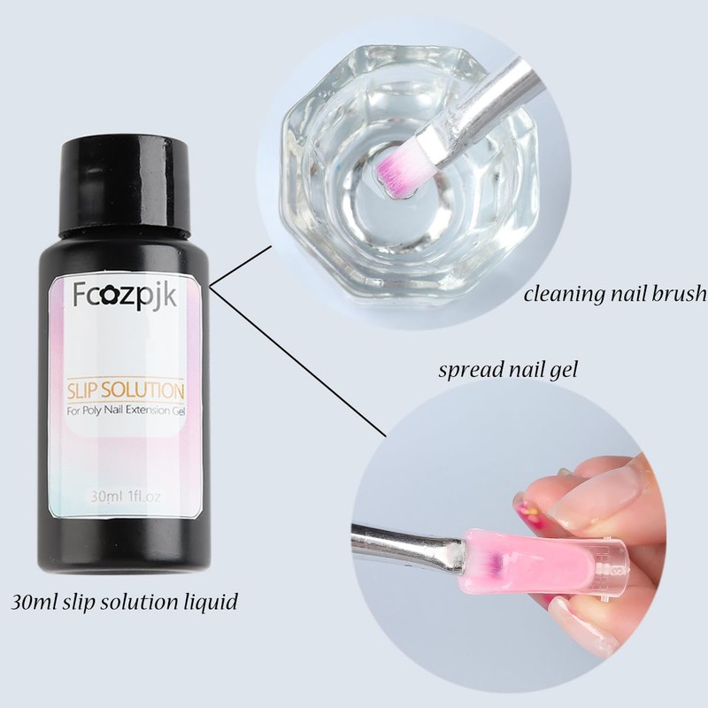 Fcozpjk Poly Extension Gel Nail Kit, Clear White Pink With