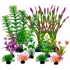 Aoyinfe Aquarium Artificial Plastic Plants Decorations，11pcs Fish Tank Accessories Plants Goldfish Betta Tank Decor