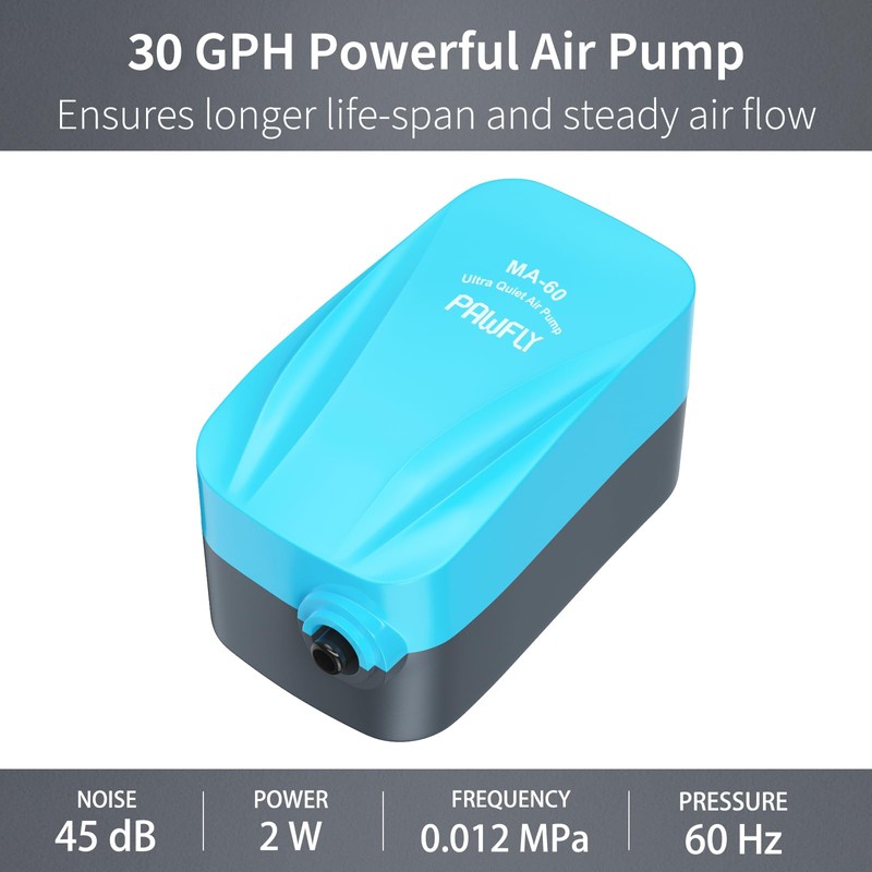 Pawfly Aquarium 15-40 GPH Compact Air Pump Quiet Oxygen Aerator