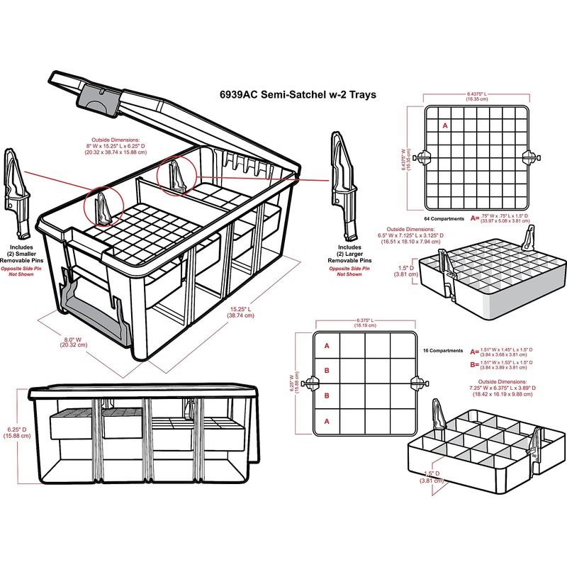 ArtBin Semi Satchel with Accessory Trays Storage Container, Clear