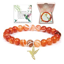 SODLYUE Hummingbird Bracelet for Women - Hummingbird Charm Jewelry Gift for Mom, Daughter, Sister, Granddaughter, Best Friend, Maple Red