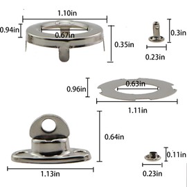 Caishun Set of 10 Turn Button Fasteners 30mm Stainless Steel Canvas Twist Lock Fasteners Silver Canvas Eyelet and Stud Mounting Screws Marine Fasteners Turn Knobs Kit Turn Knobs