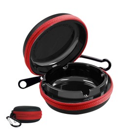 Pocket Ashtray, Portable Ashtray, Metal Ashtray with Key Ring, Odour-Proof & Portable Ashtray (Red)