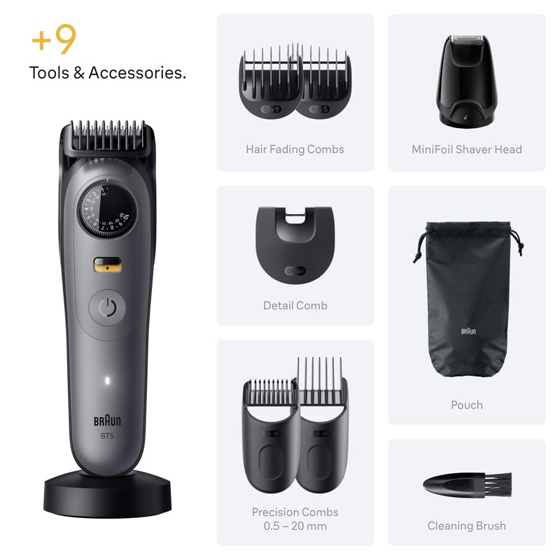 Braun Beard Trimmer Series 5, +9 Styling Tools, Ultra Sharp