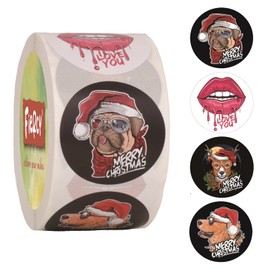 Fiercy Pegatinas de Navidad de 3,8 cm, rollo de etiquetas autoadhesivas para decoraciones de regalos y sellos de sobres
