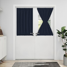 Easy-Going Blackout Door Curtains, Rod Pocket Privacy Light Filtering Sidelight Curtains for French Door, 1 Panel, 25x40 inch, Navy