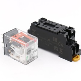Baomain Power Relay MY2N-GS, 24V DC Coil, with DIN Rail Socket Base and LED Indicator, DPDT 8 Pin 7A 250VAC,7A 30VDC, UL Listed, for Industrial Control Automation