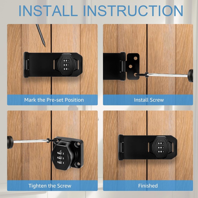 Mechanical Password Rotary Hasp Locks, 3 Digit Keyless Combination Lock