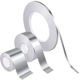 Zonon 3 Rolls Tape, Self Adhesive Metalized Polyester Film Tape, Washi Tape for Christmas Detailing Accent Walls Graphic Arts for Cars and Boats Trim, 3 Sizes (Silver, Multi Size)