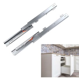 Pair Undermount Drawer Slides Bottom Mount Pull Out Shelf Slider Full Extension Soft Close Under Mount Drawer Glides W/Stainless Screws for Cabinet Tray Kitchen Pantry Drawer Hardware (16 Inch)