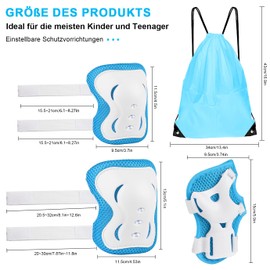 QINLECTRI Children's Protector Set, Children's Knee Pads Set, Protectors Inline Skates, Children's Knee and Elbow Pads, Wrist Guards, Children for Skateboard, Scooter, Skating, Driving, Outdoor Sports