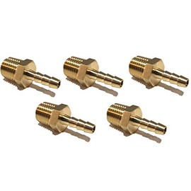 EDGE INDUSTRIAL 3/16" Hose ID to 1/4" Male NPT MNPT Straight Brass Fitting Fuel/AIR/Water/Oil/Gas/WOG (5 Qty)