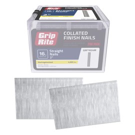 Grip-Rite GRF1624M, Collated Finish Nail 16GA, 2", Galvanized, 4,000 Nails, Plastic Tub, Job Pack