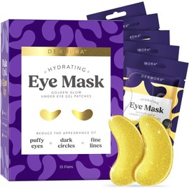 24K Gold Eye Masks - 15 Pairs Under Eye Bags & Dark Circles Treatment Feel Fresh & Revitalized.
