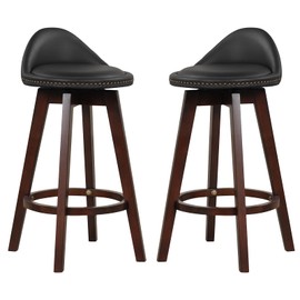 UJOYPAD Swivel Cushioned Bar Stool Bar Beight,Upholstered Counter Height Barstools with Low Back & Foorrest,29" Seat Hight Bar Chairs,Swivel Counter Height Barstool Set of 2 for Kitchen Island