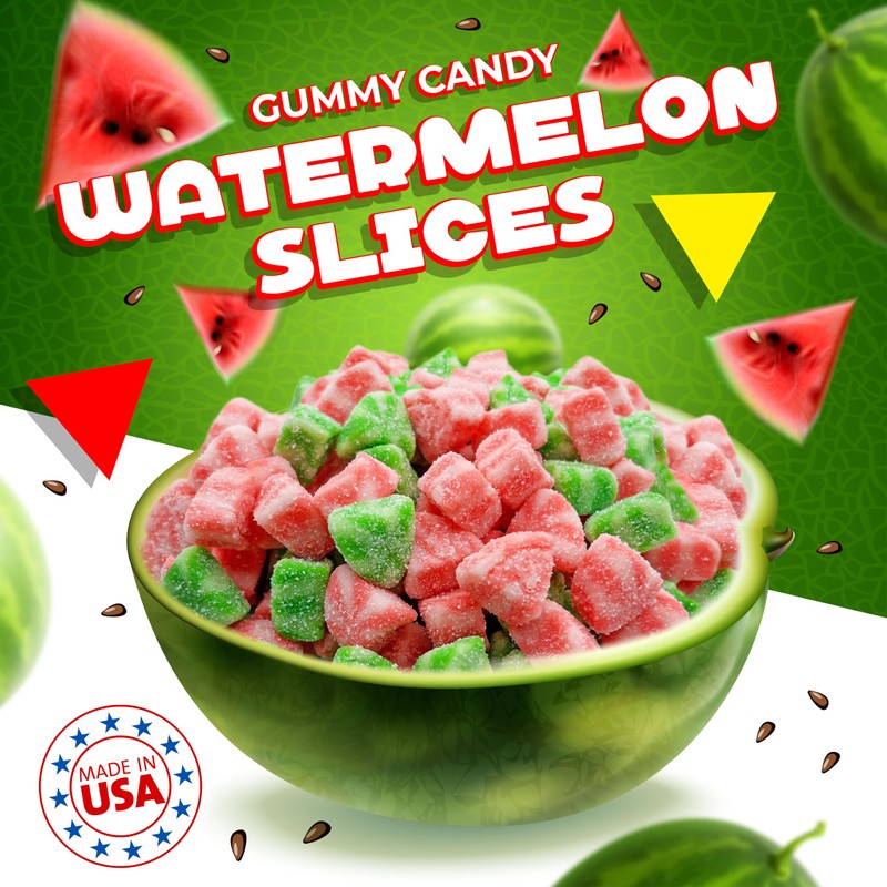 Watermelon Slices Gummy Candy (1 Pound Bag)