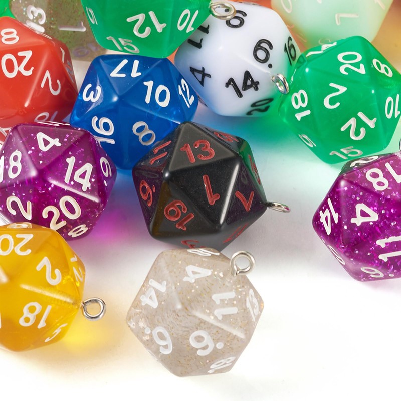 PandaHall 20 Pieces D20 Cube Charms Numbers Pendants Faceted 20