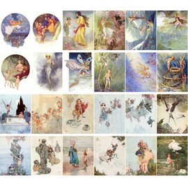 Vintage PostCards 24 pcs Fairy Tales Small People Vintage Book Illustration by Harry Thaker William Robinson