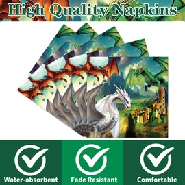 Yoyuspy Dragon Birthday Party Napkins Decorations, Disposable Paper West Dragon Napkins Supplies Pack of 50, Cool Baby Shower Party Decor Size 6.5 Inch