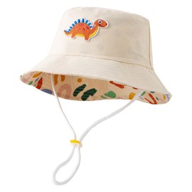 Jastore Kids Toddler Reversible Bucket Hat Baby Boys Girls Sun Hat Fishing Hat for Outdoor Activities Travel (US, Age, 12 Months, 24 Months, Dinosaur)
