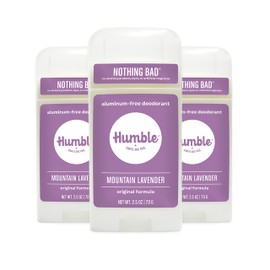 HUMBLE SIMPLE AND TRUE. HUMBLE BRANDS Original Formula Aluminum-free Deodorant. Long Lasting Odor Control with Baking Soda and Essential Oils, Mountain Lavender, Pack of 3