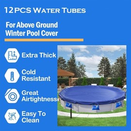 12 Pack Swimming Pool Cover Weights - 0.4 mm PVC Pool Cover Hanging Bag - Heavy-Duty Winter Water Tube for Above Ground Winter Pool Cover，11.5″L×11.5″W