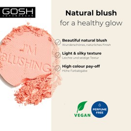 GOSH I'm Blushing Blusher Powder I Powder Blush for Embossed Cheeks I Light, Silky Formula I Matte Powder for Natural Makeup Looks I Suitable for All Skin Types I 100% Vegan I 001 Flirt