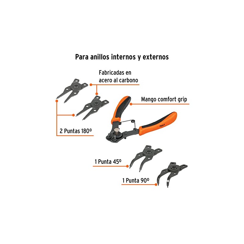 Truper PIAN-4, Pinza para anillos de retención 6 1/2" con