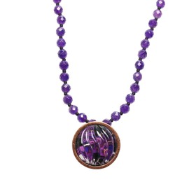 Tamarusan Long Necklace, Purple, Marble, Amethyst, Hitchitite