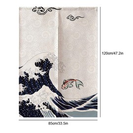 Tomotato Door Half Curtain, Japanese Style Printed Half-Door Curtain Half Valance Curtain Room Divider Door Curtains for Privacy Short Curtains for Bathroom Kitchen Door Decor
