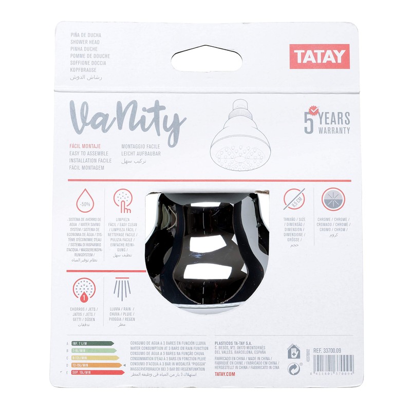 TATAY Shower head 1 function with anti-lime system