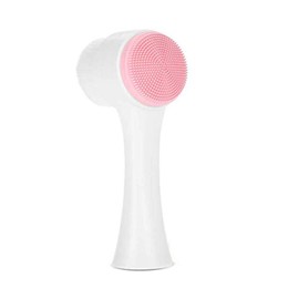 Cepillo de limpieza facial de doble cara para limpiar y exfoliar y masajear cerdas suaves, limpieza de poros de silicona facial, espinilla, acné seco 